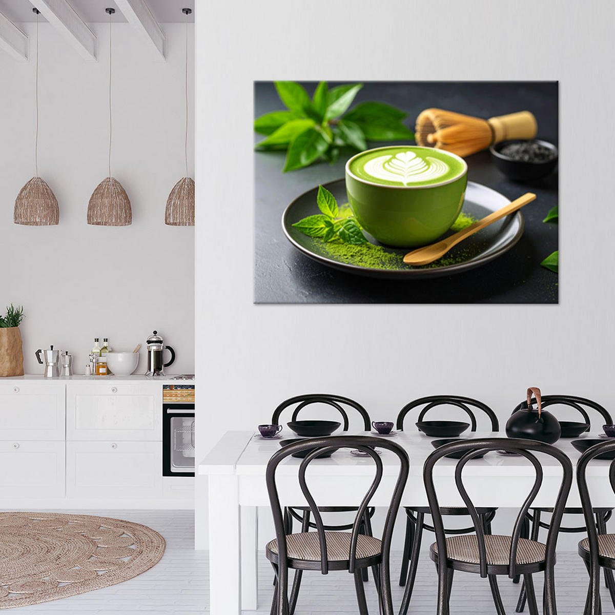 LEINWANDBILD Matcha-Tee Latte 60x40cm - Grün, Textil (60/40cm) - Feeby