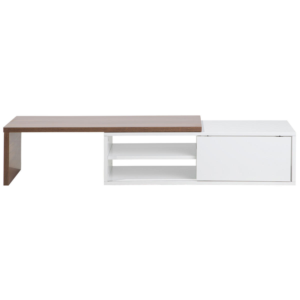 TV-MÖBEL Weiß, Dunkelbraun YONKERS 40/110-159/32 cm - Weiß, Holzwerkstoff (110/32/40cm) - Beliani