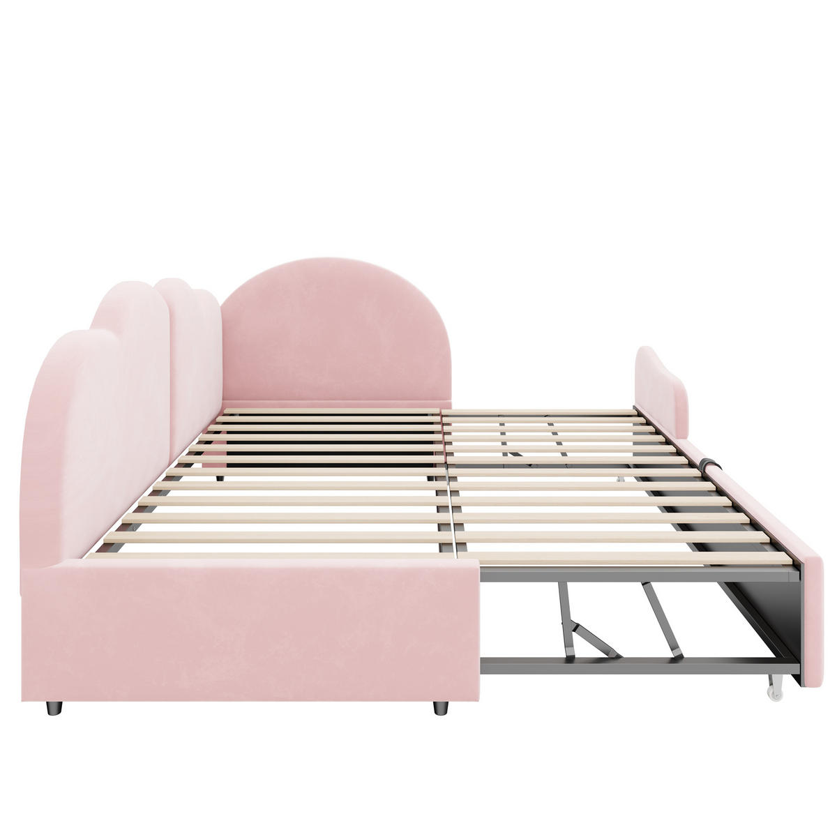 AUSZIEHBETT 90/200/190 cm L-Form, DE-41689, in Samtrosa - Pink, Metall (90/200cm) - ComfortXL