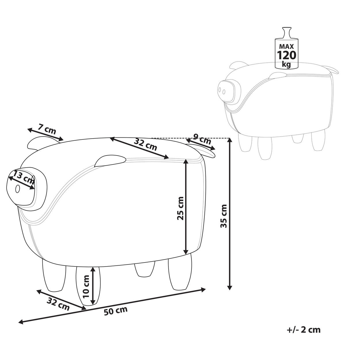 TIERHOCKER Piggy 32/50/35 cm - Gelb, Kunststoff/Textil (50/35/32cm) - Beliani