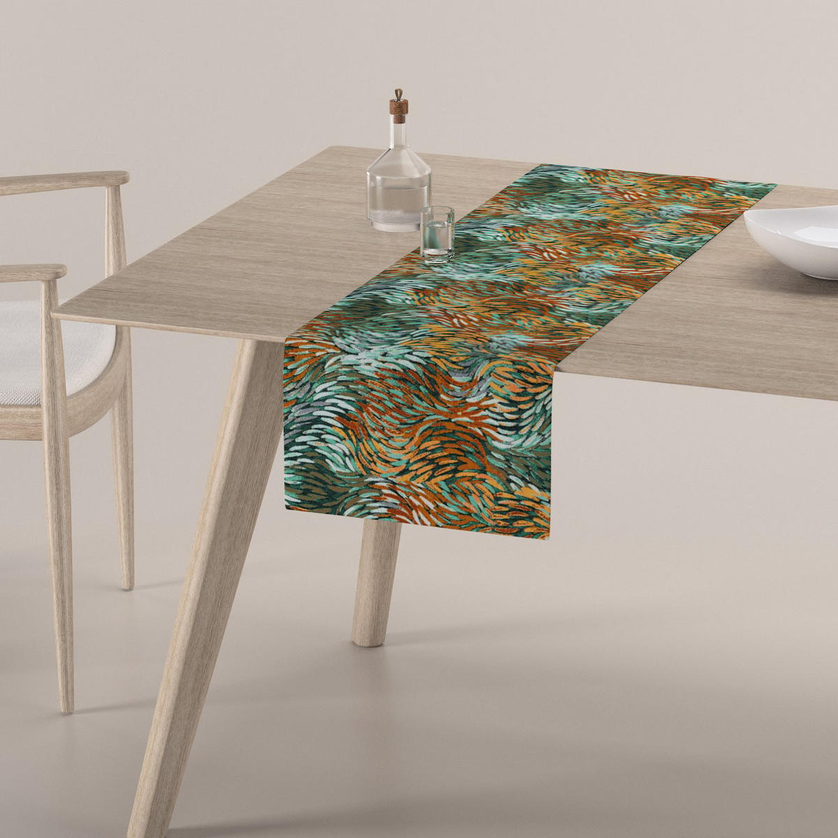 TISCHLÄUFER Intenso Premium, grün und orange, 40x130 cm - Grün, Textil (40/130cm) - Dekoria