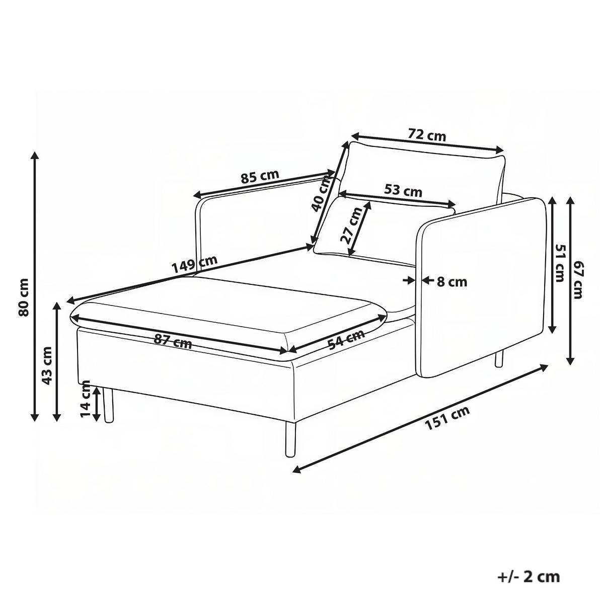 ČALOUNĚNÉ LEHÁTKO CHAISE LONGUE Manšestr Tmavě zelené Egeris - tmavě zelená/zelená barva, textil (87/80/149cm) - Beliani
