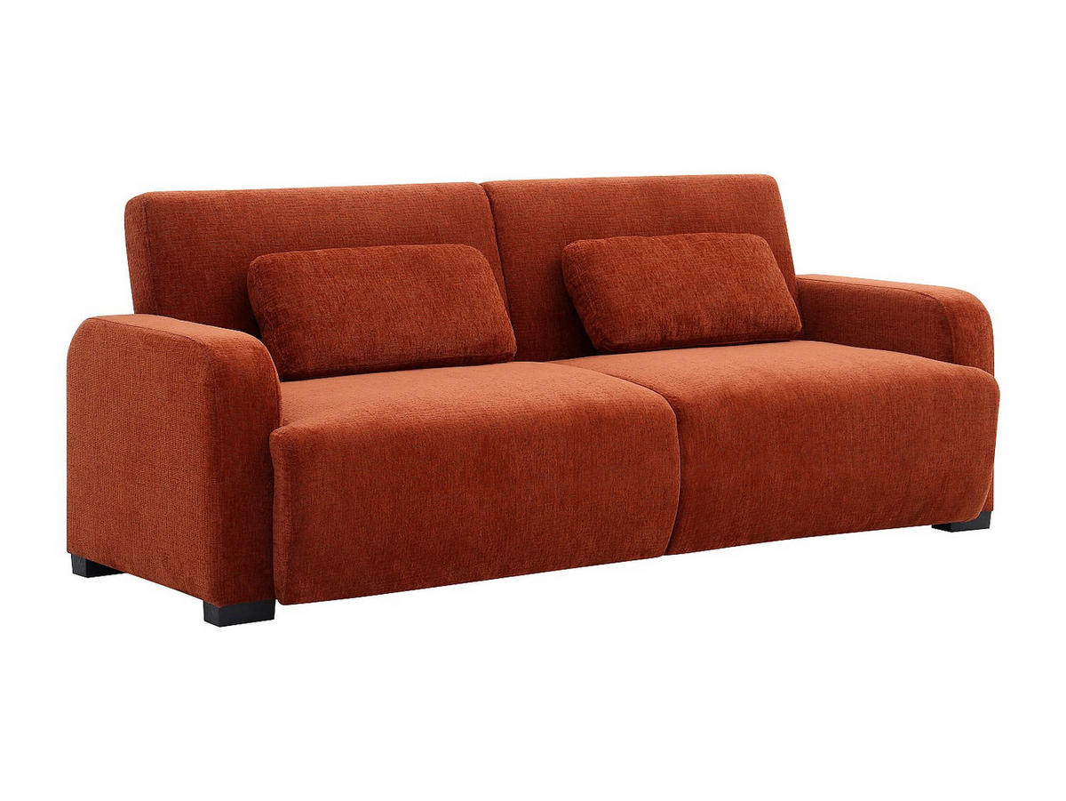3-SITZER Schlafsofa Clic-Clac - Chenille-Stoff - Terrakotta - LOMARIO - Braun, Textil (213/85/93cm) - Vente-Unique