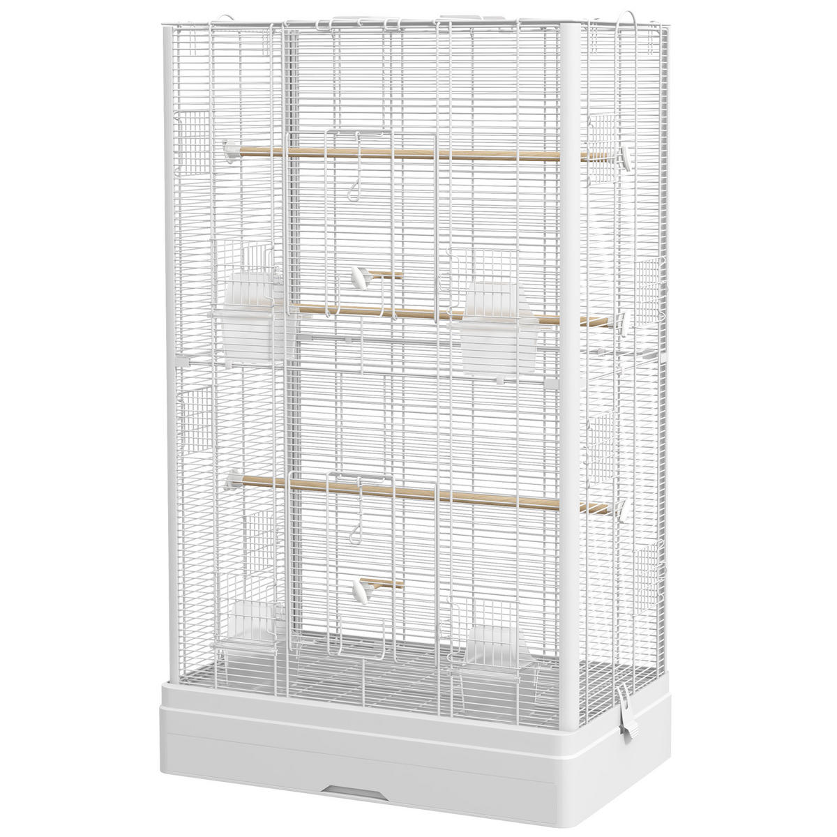VOGELKÄFIG DE-17825 5 Sitzstangen & 14 Türen für leichten Zugang Weiß - Weiß, Metall (36.5/98/61cm) - ComfortXL
