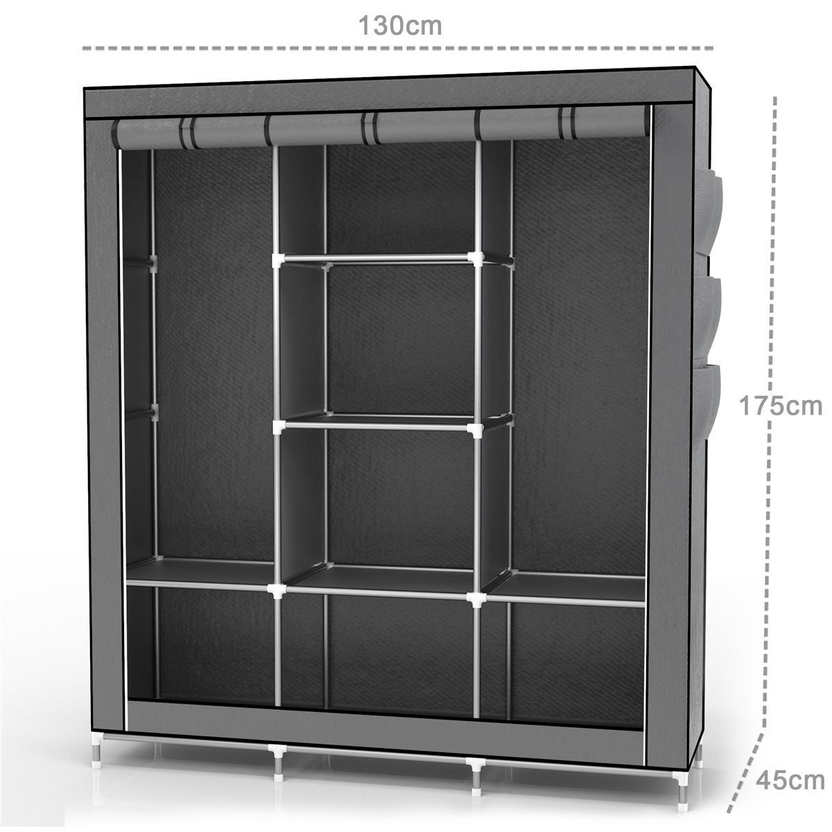 STOFFSCHRANK - Grau, Textil (130/175/45cm) - Intirilife