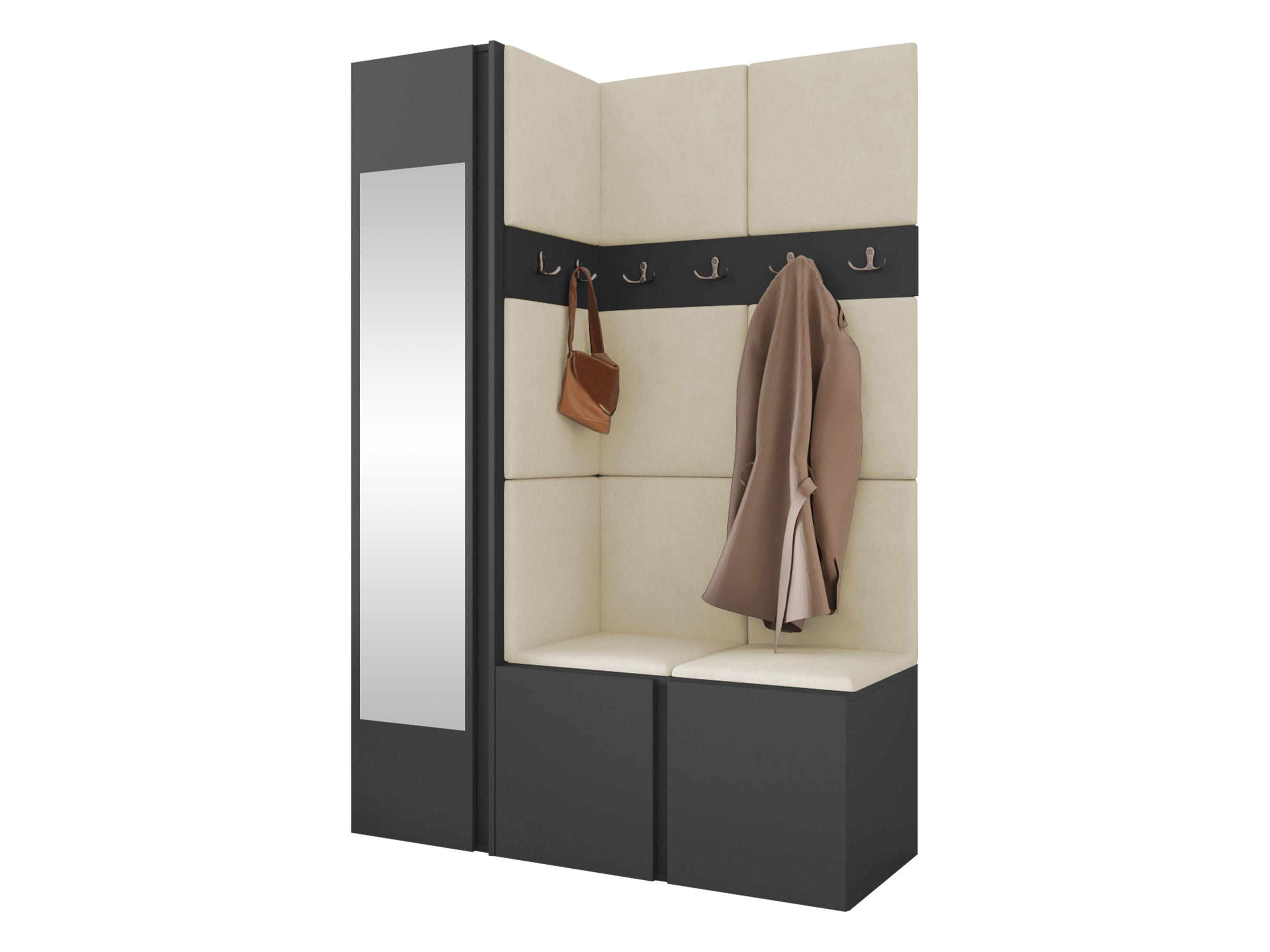 GARDEROBEN-SET Orion X - Beige/Graphitfarben, Holzwerkstoff/Kunststoff (124/186/46cm) - MIRJAN24