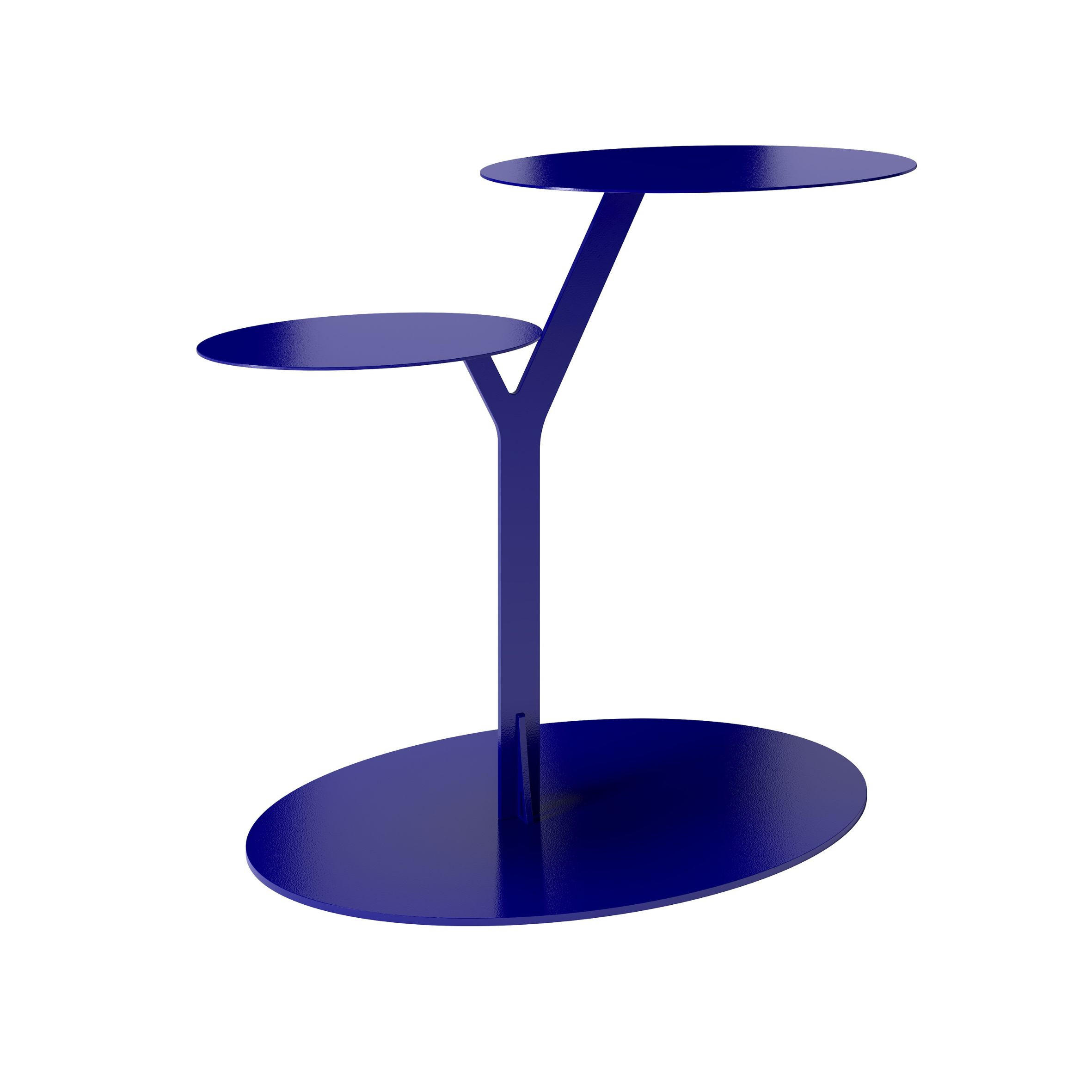 BEISTELLTISCH IROKO mit 2 Ablagen, Metall, Marineblau - Dunkelblau, Metall (54/32/44.5cm) - Kayani