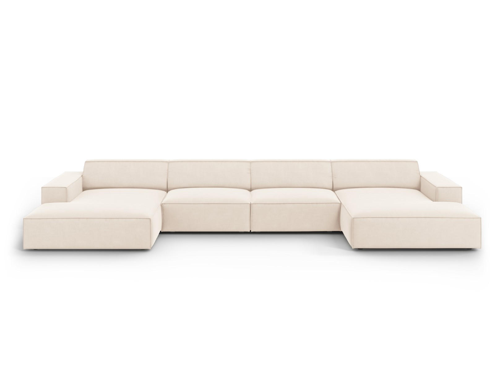 PANORAMASOFA Jodie aus Samt leichtes beige 6 Sitzplätze - Beige, Textil (166/70/364cm) - Micadoni