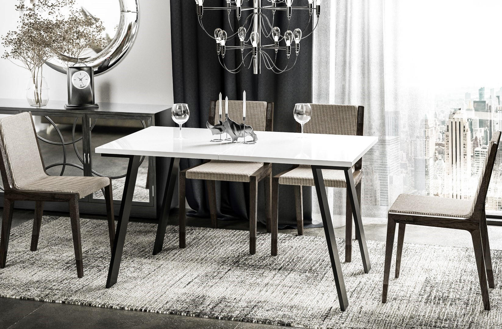 Thumbnail - Endo-Moebel Esstisch, Weiß Hochglanz, Holzwerkstoff, Rechteckig,Rechteckig, 80x76x130 cm, Esszimmer, Tische, Esstische