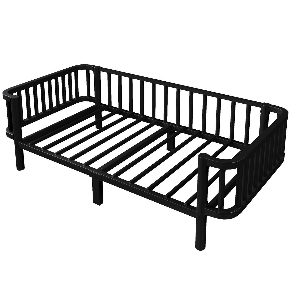 TAGESBETT 90 x 200 cm, stabiles Lattenrost aus Stahl, Schwarz - Schwarz, Metall (90/200cm) - KOMHTOM