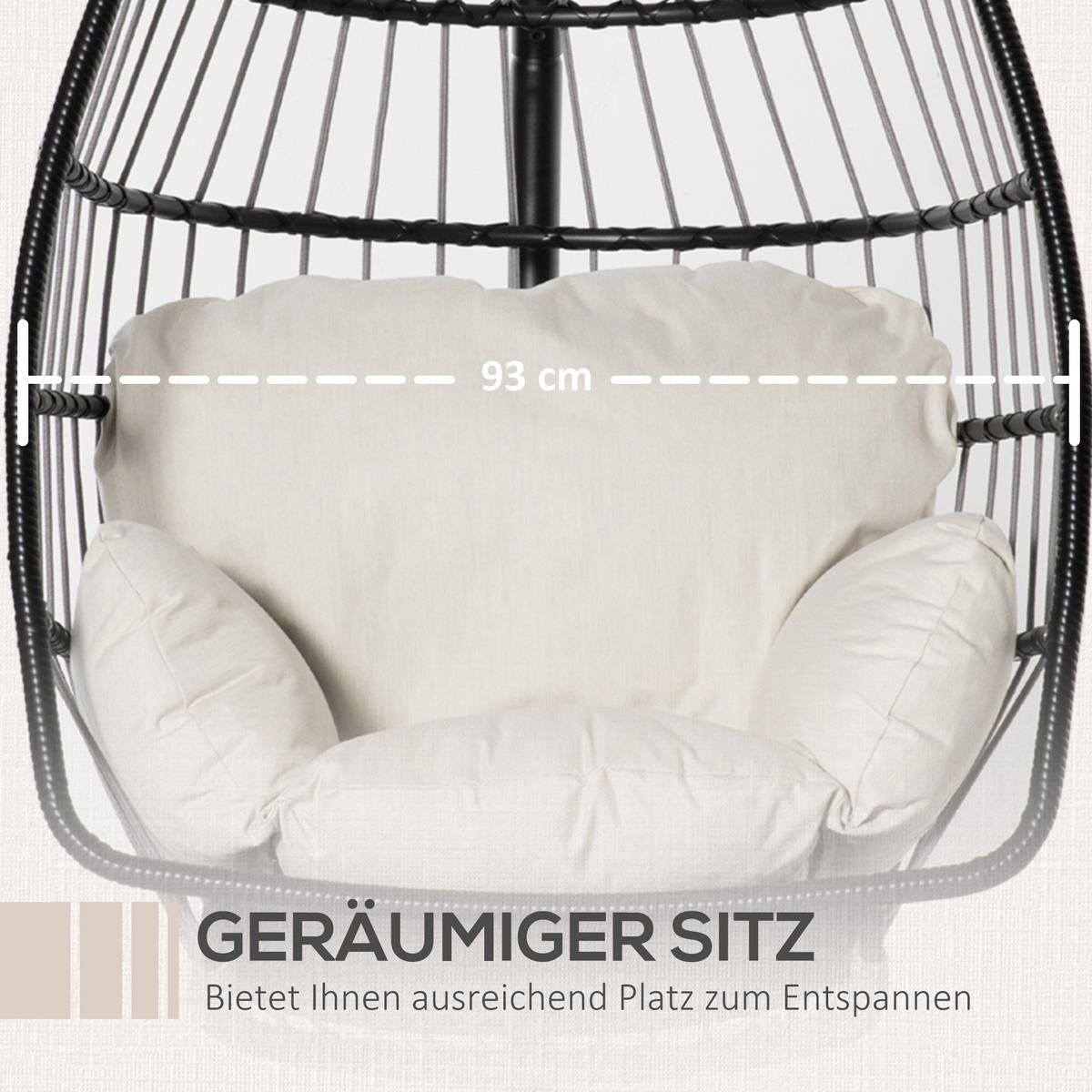 HÄNGESESSEL, Metall, Polyester, Schwarz - Schwarz, Kunststoff/Metall (101/188/101cm) - Outsunny