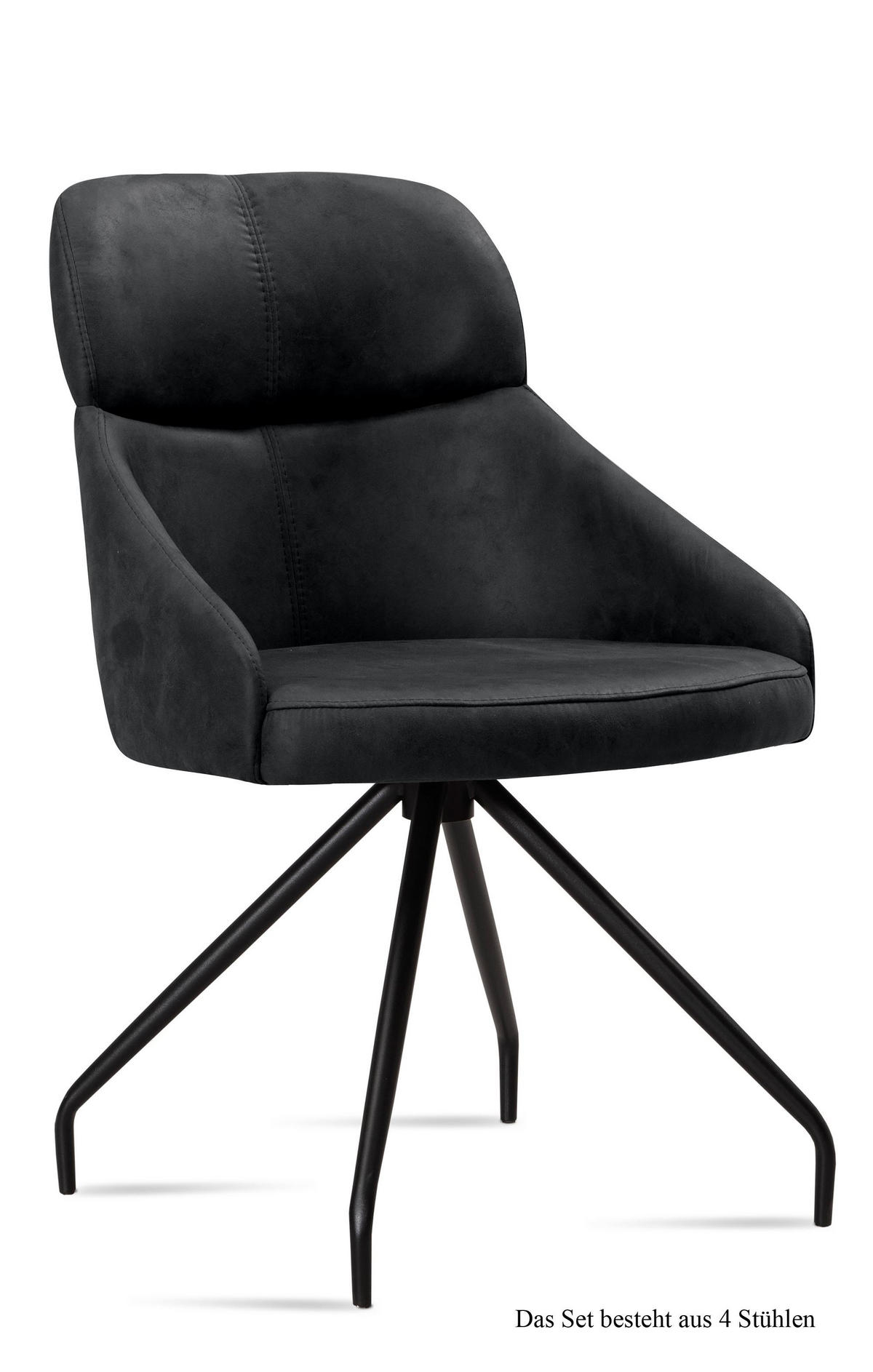 ESSZIMMERSTUHL (4er-Set) Dionne 52x82x63 Schwarz/Anthrazit - Anthrazit/Schwarz, Kunststoff (63/82/52cm) - 58aufmkessel