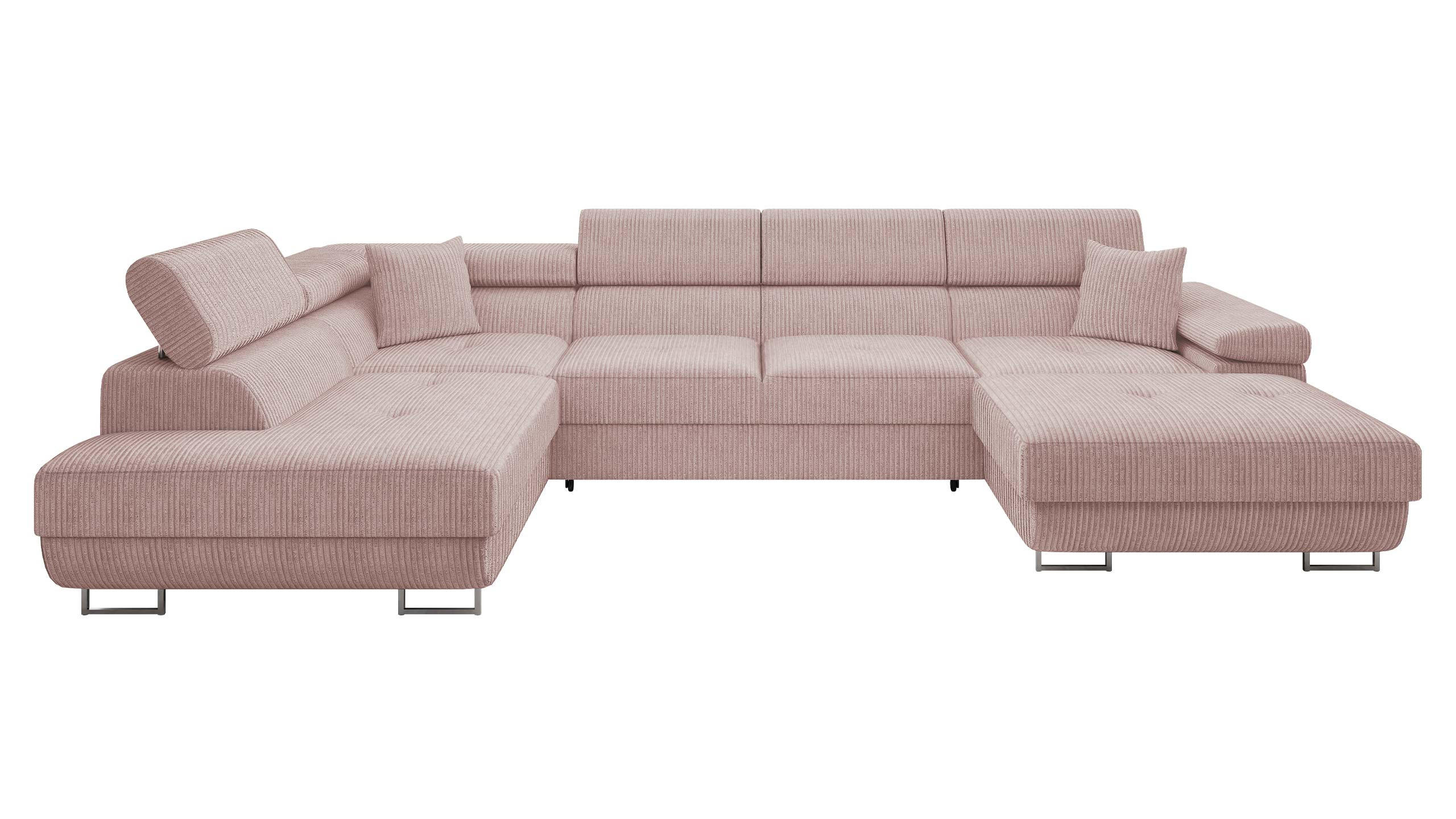 WOHNLANDSCHAFT Torezio Bis Cord, Seite: Links - Rosa, Holz/Textil (346/90/203cm) - MIRJAN24