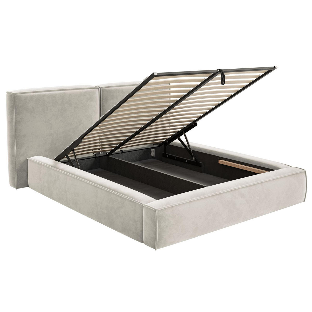 POLSTERBETT Tilves Greige 140x200 cm - Taupe/Schwarz, Kunststoff/Textil (140/200cm) - Selsey