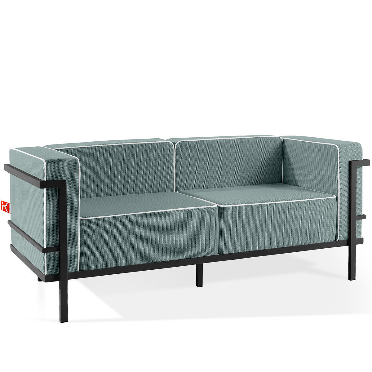 GARTENSOFA TRIGLO 2-Personen, Stahlrahmen, Modern, Dunkelgrau - Dunkelgrün/Dunkelgrau, Textil/Metall (164/70/69cm) - KONSIMO®