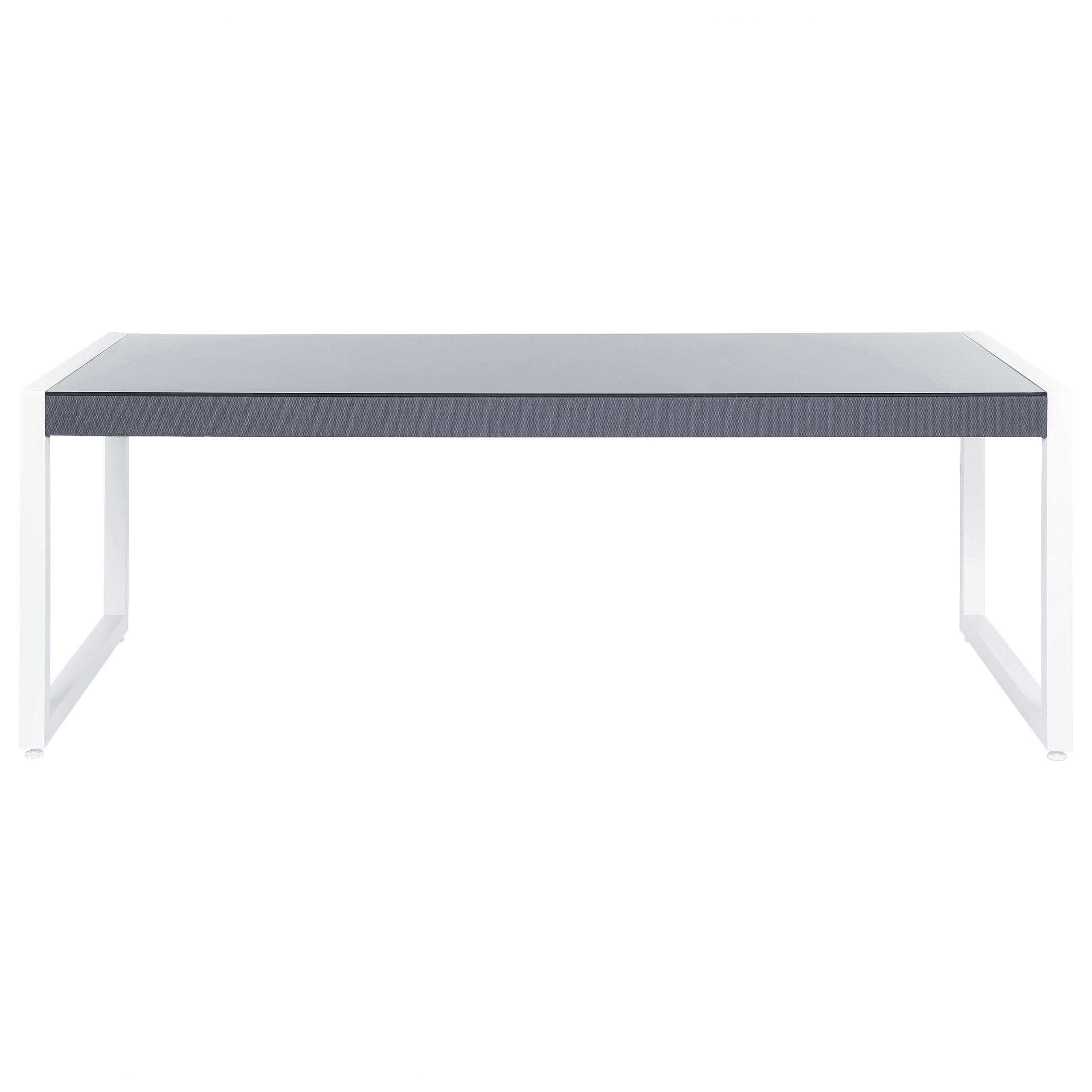 GARTENTISCH Aluminium grau/weiß 210/90 cm Bacoli - Weiß/Grau, Metall (210/90/74cm) - Beliani