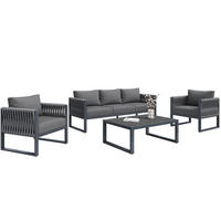 GARTENLOUNGE-SET aus Metall mit Tisch, 5-Sitzer, 167/61/63 cm, Grau - Grau, Metall - Redom