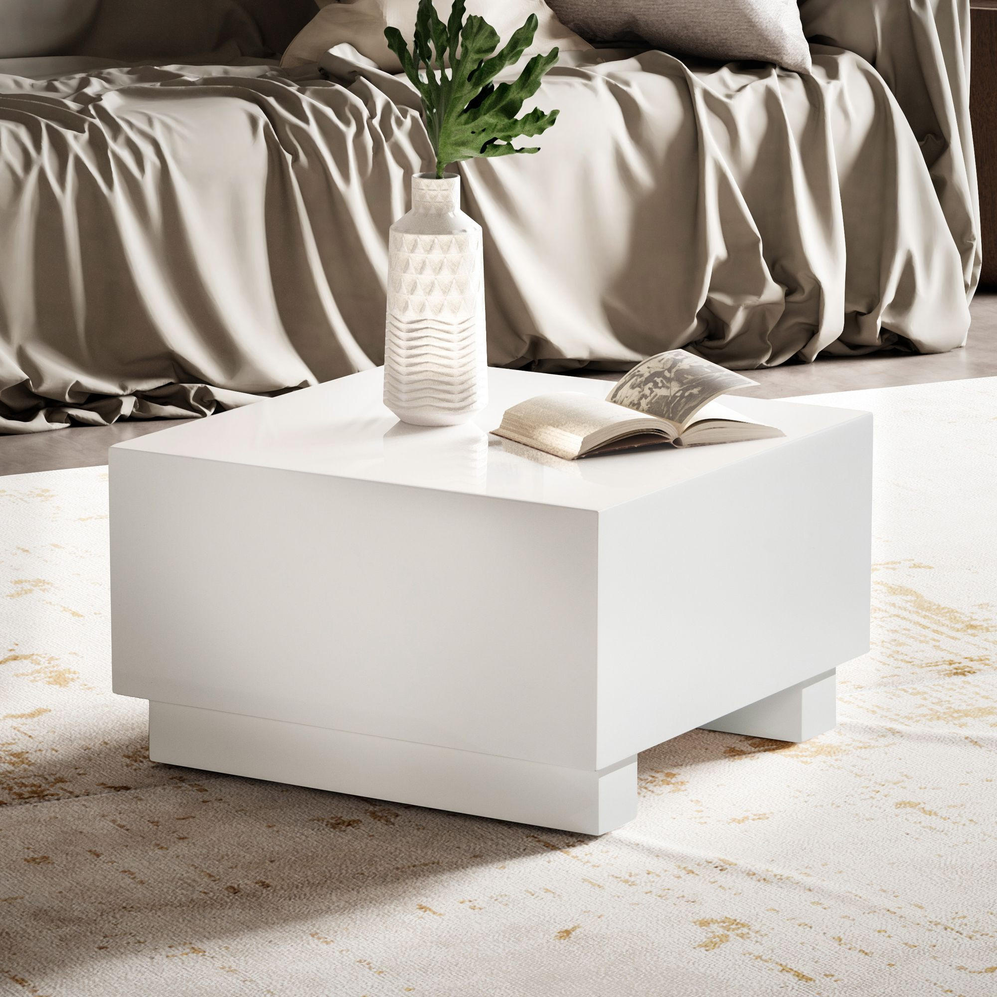 Thumbnail - Kadima Design Couchtisch, Weiß, Holzwerkstoff, Quadratisch,Quadratisch, Gittergestell, 60x35x60 cm, Wohnzimmer, Wohnzimm...