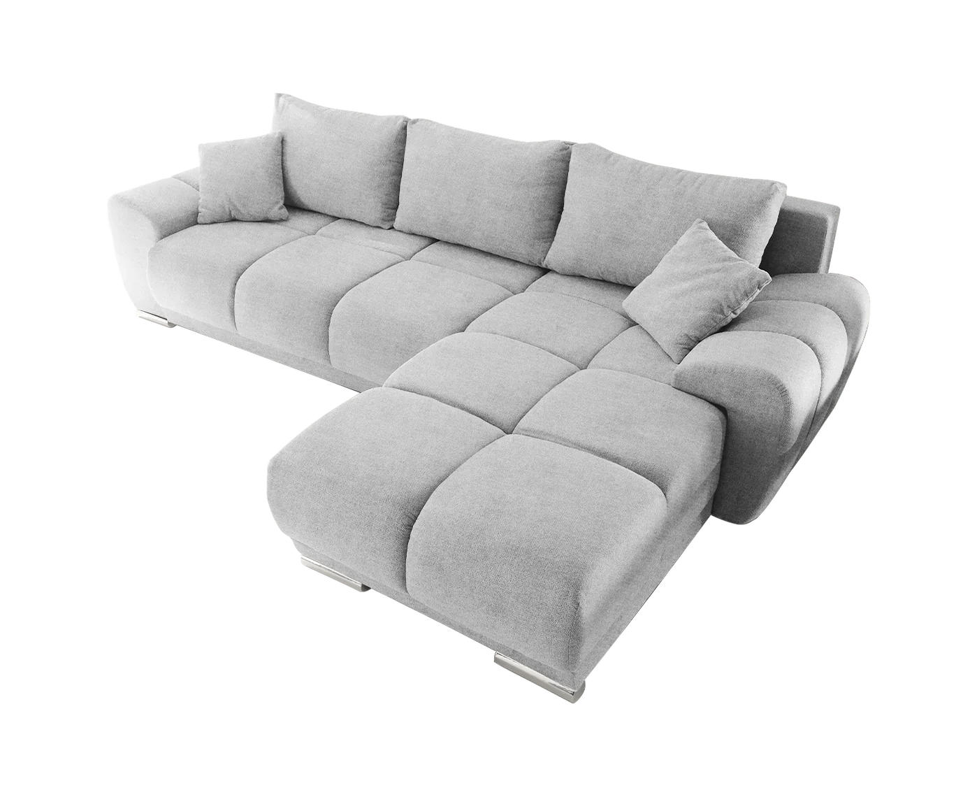 ECKSOFA beidseitig montierbar, Schlaffunktion mit Bettkasten - Chromfarben/Silberfarben, Textil (289/189cm) - ed exciting design