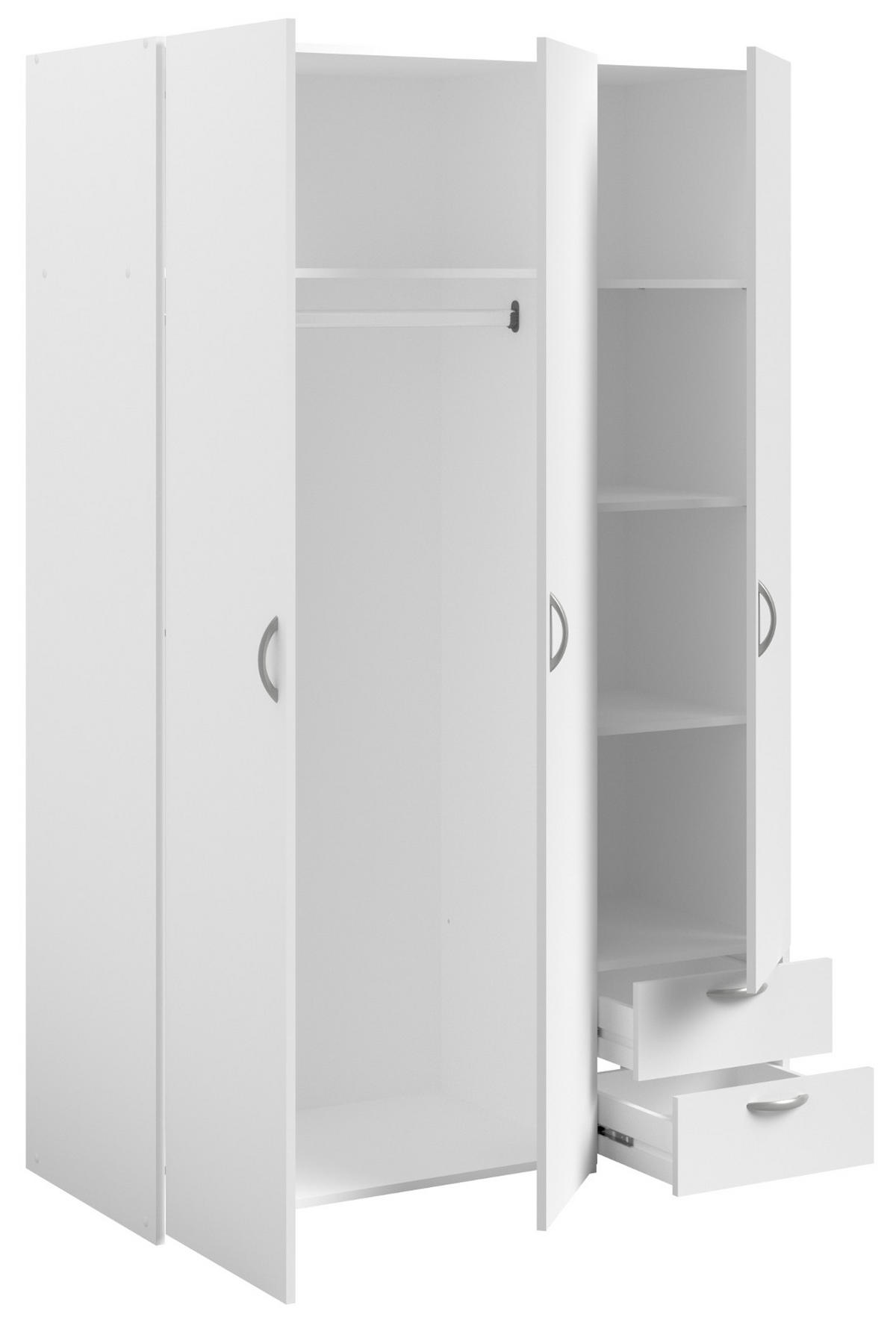 KINDERZIMMER weiß, Eiche 2-teilig, Jugendzimmer-Set mit Etagenbett und Kleiderschrank - Eichefarben/Silberfarben, Holzwerkstoff/Kunststoff (208/165/132cm) - Parisot Meuble