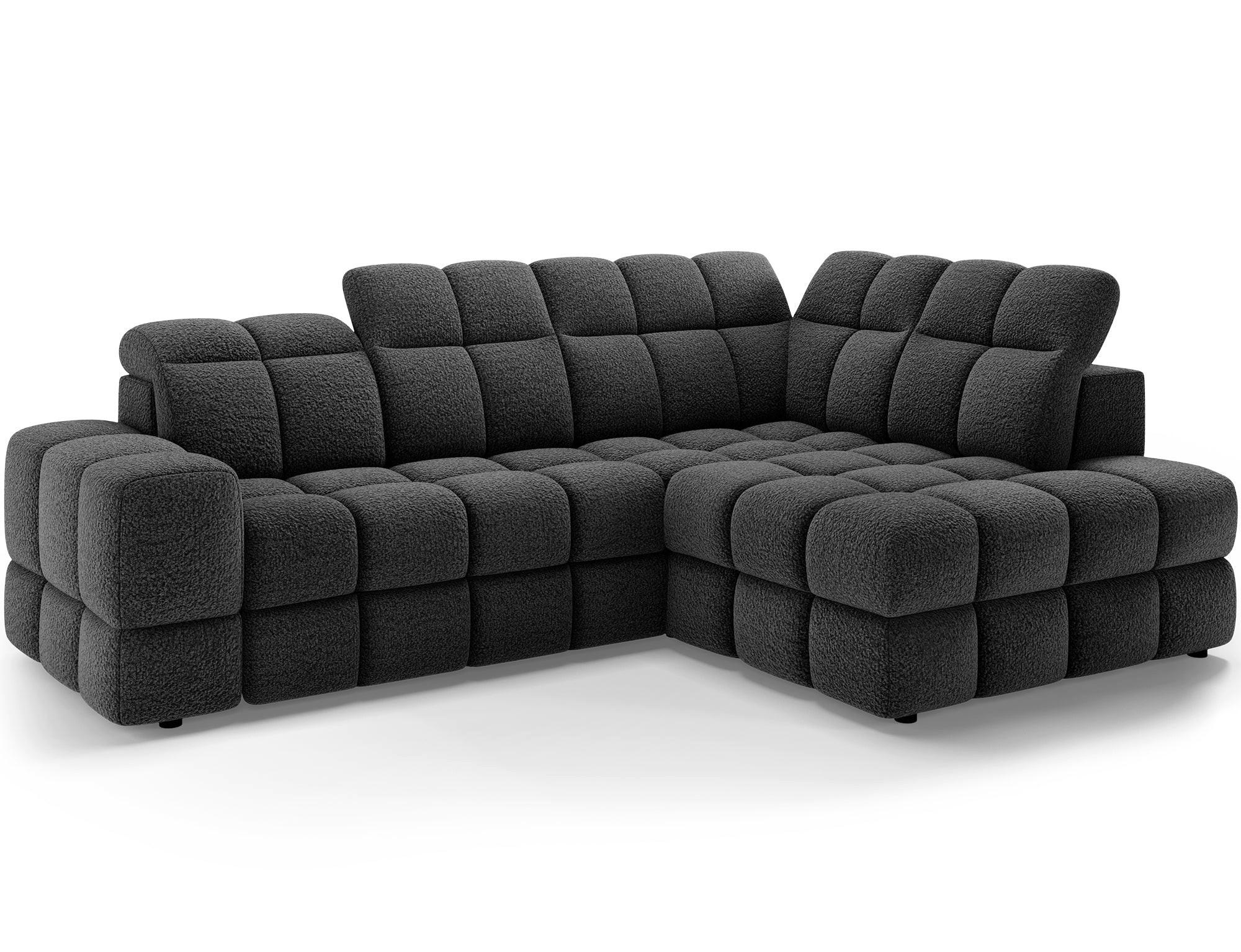 ECKSOFA Bronon mit Schlaffunktion und Bettkasten – Modernes Design, verstellbare Kopfstützen und verschiebbare Rückenlehnen - Anthrazit, Kunststoff (296/109cm) - Wohnideebilder