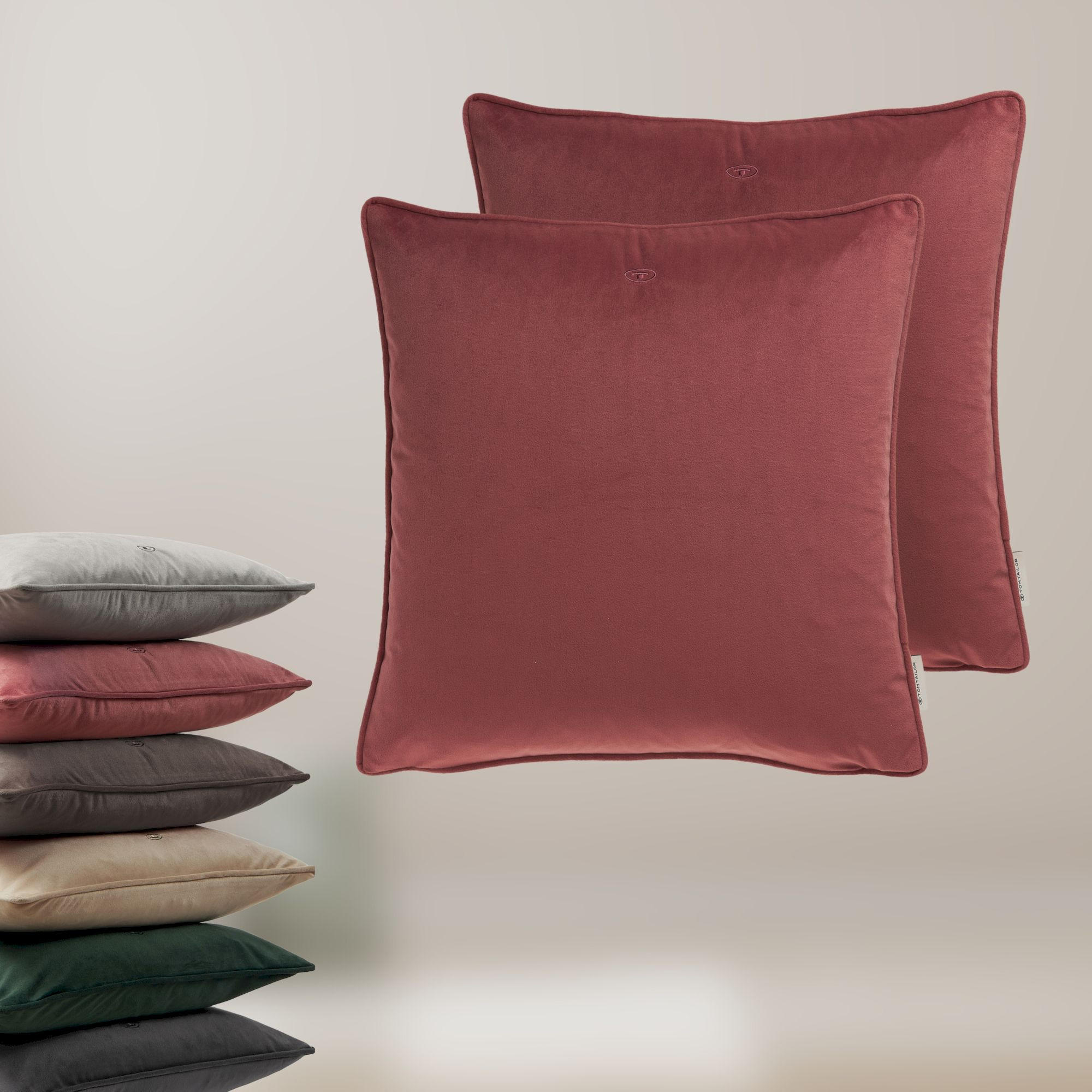 ZIERKISSENHÜLLE VELVET SIGNATURE - Rosa, Textil (45/45cm) - Tom Tailor