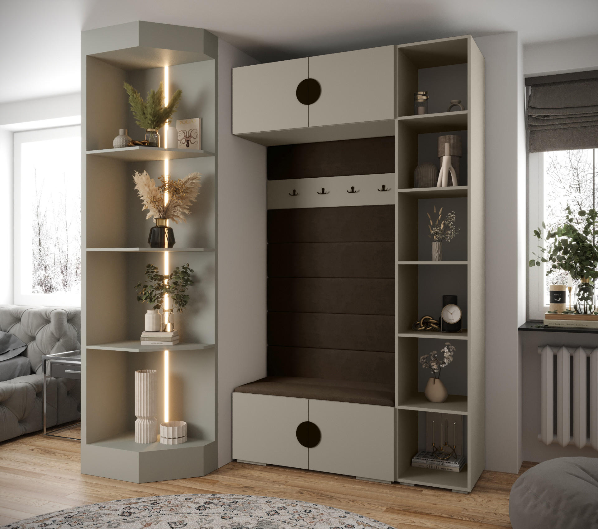 GARDEROBEN-SET 236,7/140/47 - Kaschmir/Goldfarben, Holz/Kunststoff (140/236.7/47cm) - Abiks Möbel
