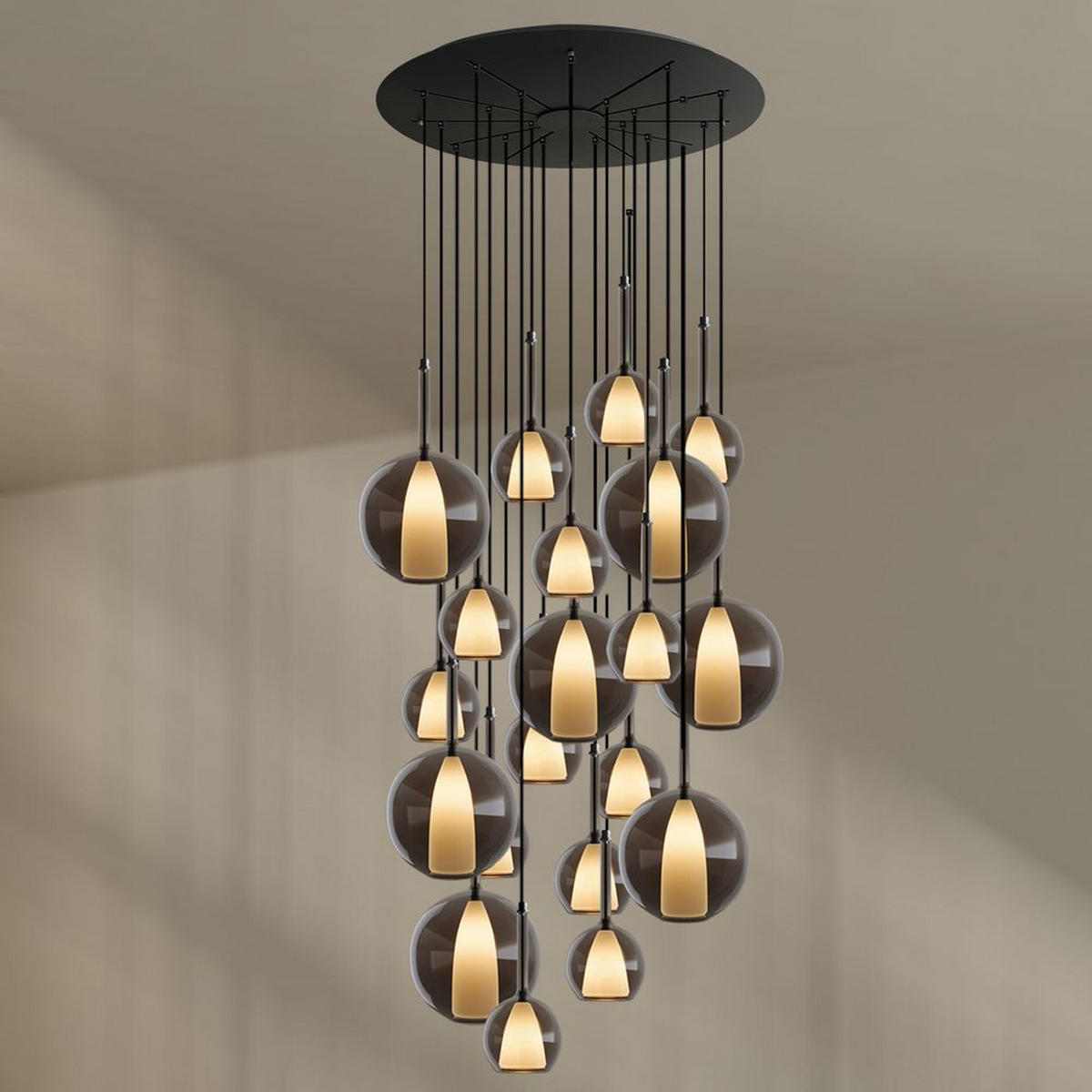 GALERIELEUCHTE Belluna 20-flammig Braun Ø 14/24cm - Braun, Glas (24/24/45cm) - s.luce
