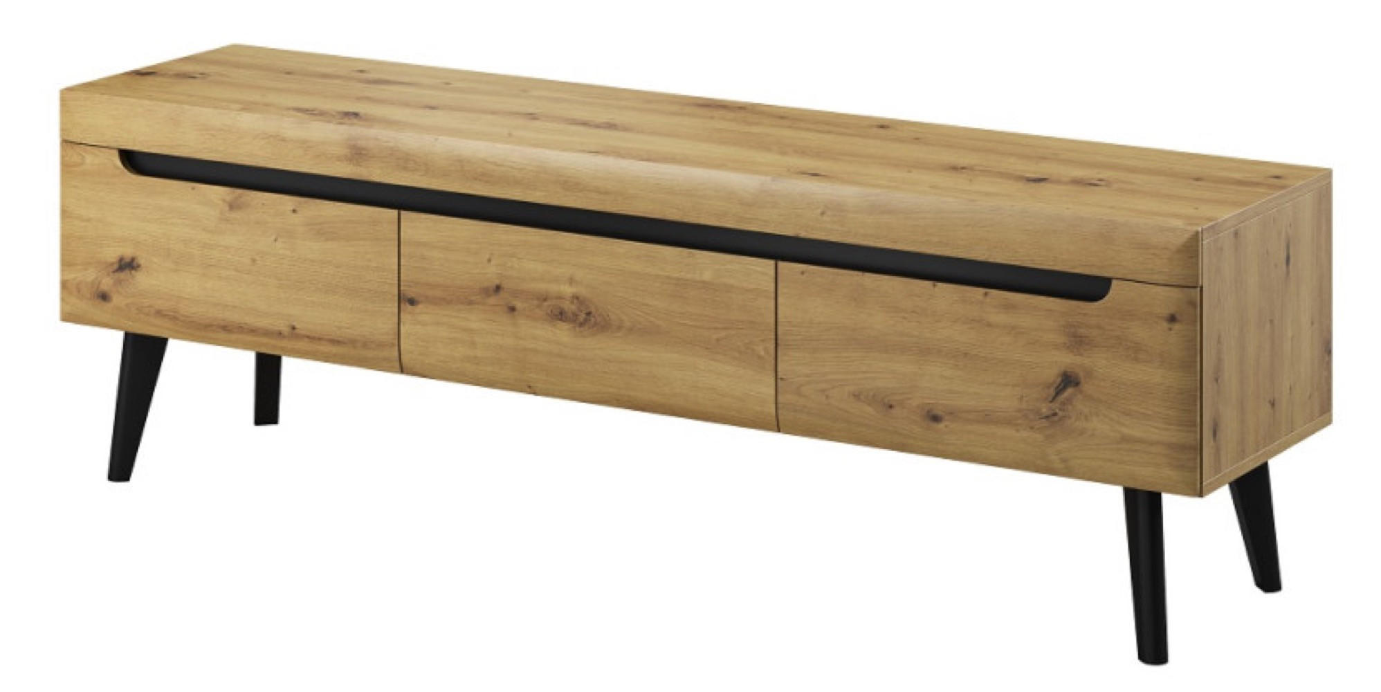 SCHRANK Schwarz Nordan TV-Schrank Artisan Eiche 160 cm - Schwarz, Holzwerkstoff (160/50/40cm) - Sepro Meble