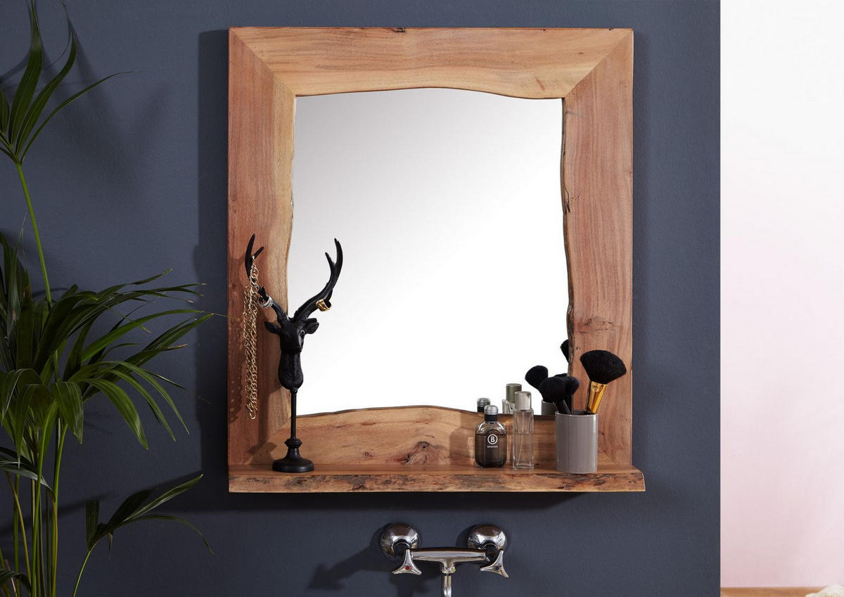 BADSPIEGEL Akazie 70x12x78 natur lackiert PURE ACACIA #613 - Braun, Holz (70/78/12cm) - Massivmoebel24