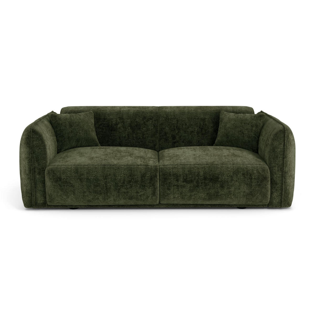 SOFA LUSH Gemusterter Samt Khaki-Grün 205cm - Dunkelgrün/Olivgrün, Textil (205/72.5/90cm) - Premium Interiors