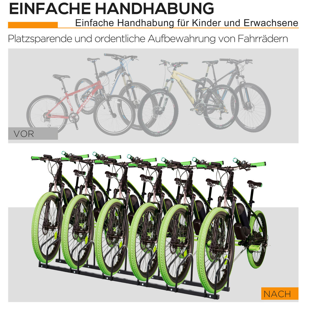 FAHRRADSTÄNDER, Stahl, Schwarz, 179L x 33B x 27H cm - Schwarz, Metall (33/27/179cm) - HOMCOM