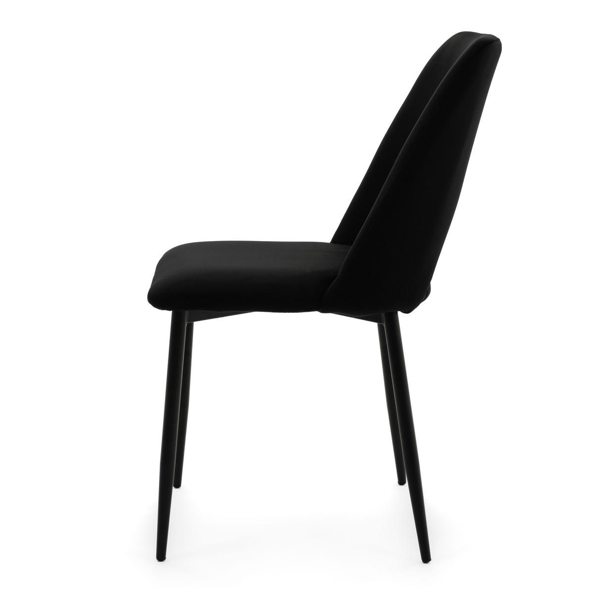STUHL ORO gepolsterter mit Steppung - schwarz - Samt Velour - Schwarz, Textil/Metall (47/91/55cm) - NEW HOME
