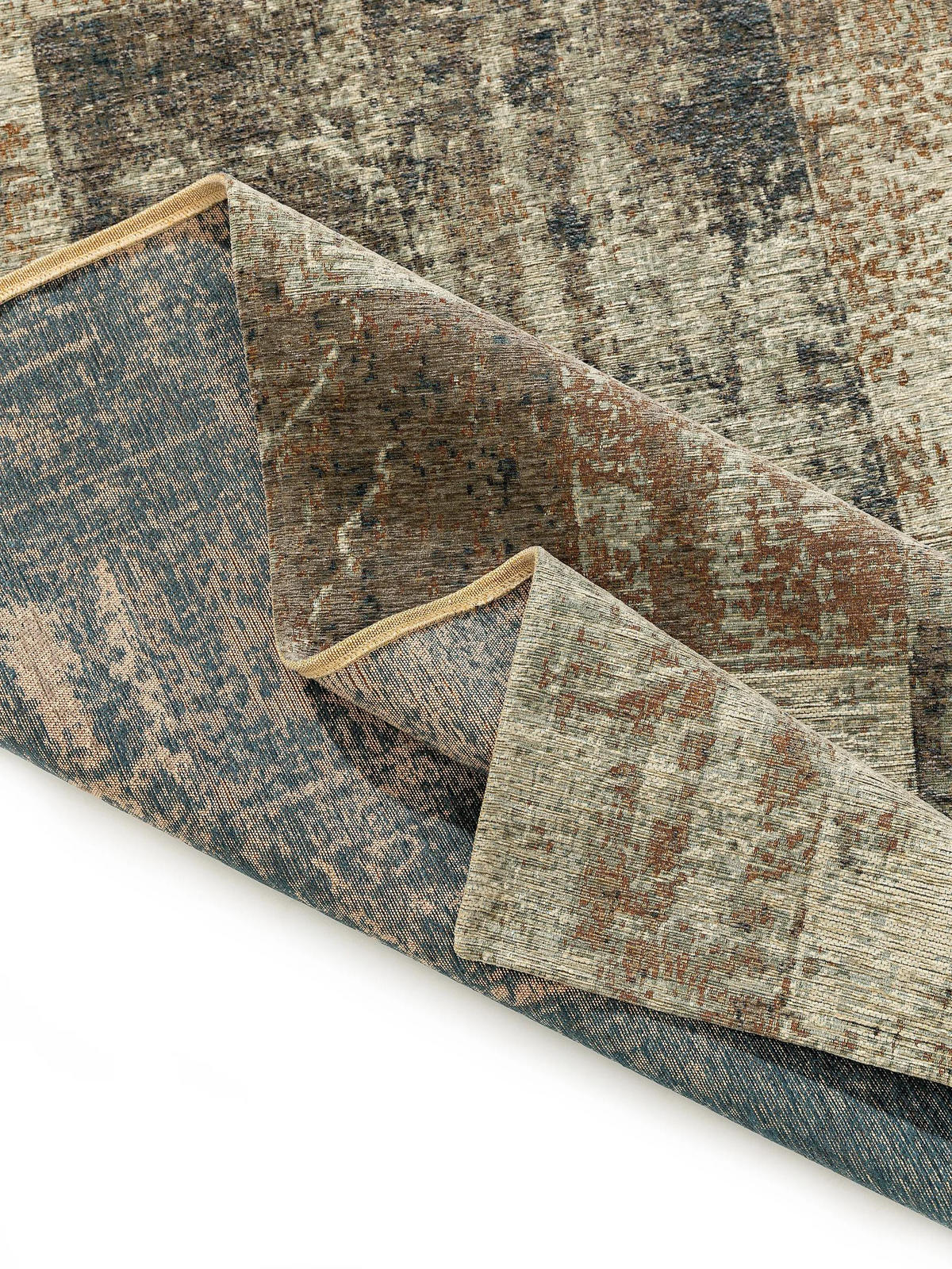 FLACHGEWEBETEPPICH Frencie Beige/Blau 80x165 cm - Beige, Textil (80/165cm) - benuta Nest