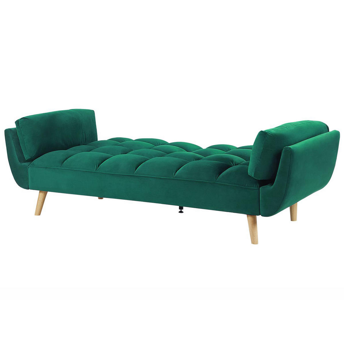3-SITZER-SCHLAFSOFA Samtstoff Grün Asby - Grün, Textil (218/82/83cm) - Beliani