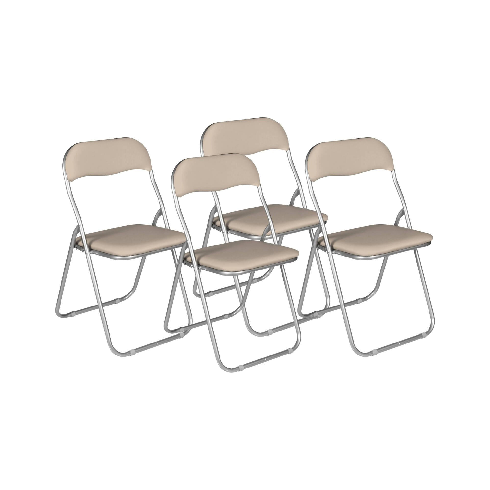KLAPPSTUHL 4er Set in Metall Beige 47x43h79.5 - Grau, Metall (43/79.5/47cm) - DMORA