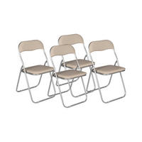 KLAPPSTUHL 4er Set in Metall Beige 47x43h79.5 - Grau, Metall (43/79.5/47cm) - DMORA
