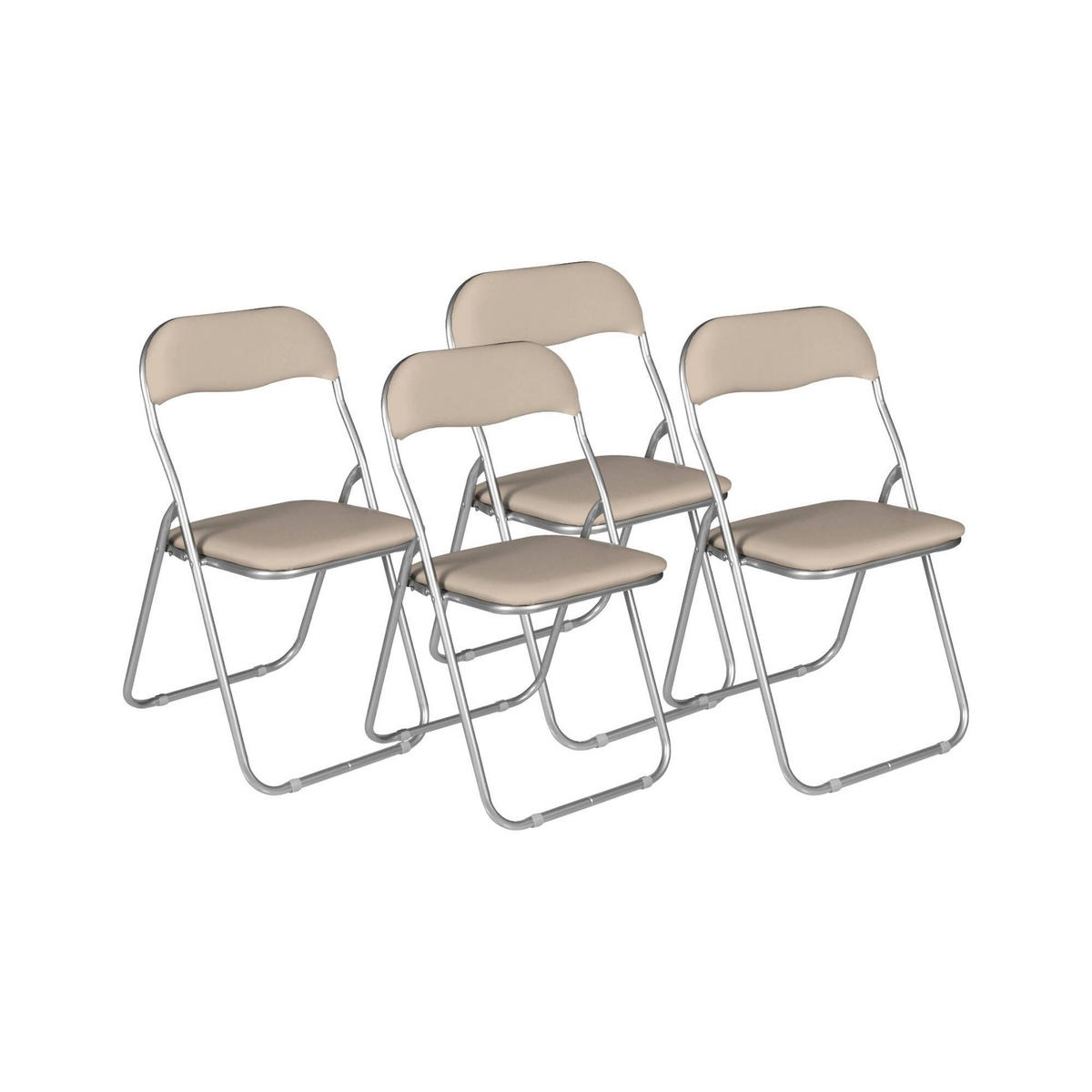 KLAPPSTUHL 4er Set in Metall Beige 47x43h79.5 - Grau, Metall (43/79.5/47cm) - DMORA