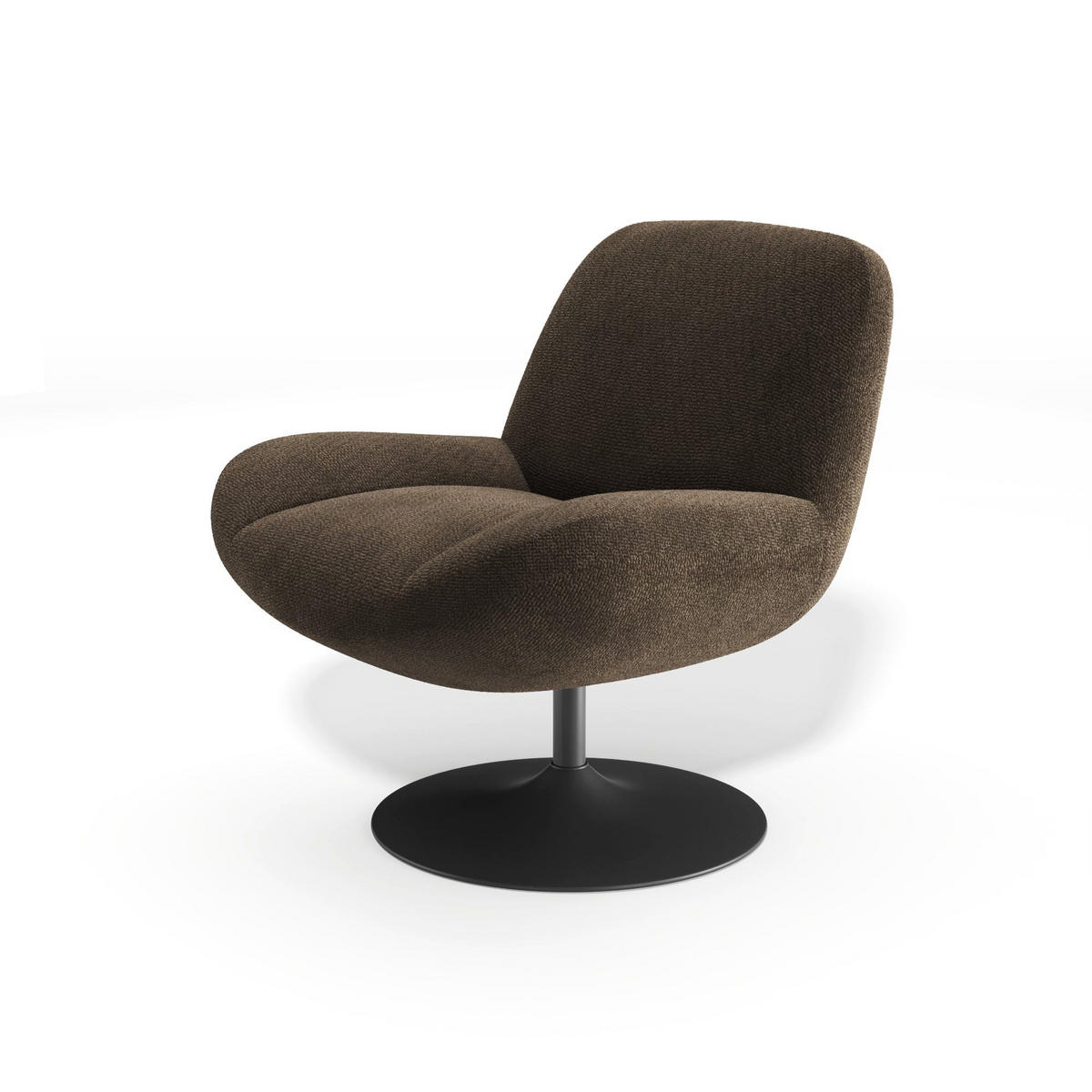 DREHSESSEL RETRO Schlingenvelours Espressobraun 71cm - Dunkelbraun/Braun, Textil (71/80/76cm) - Premium Interiors