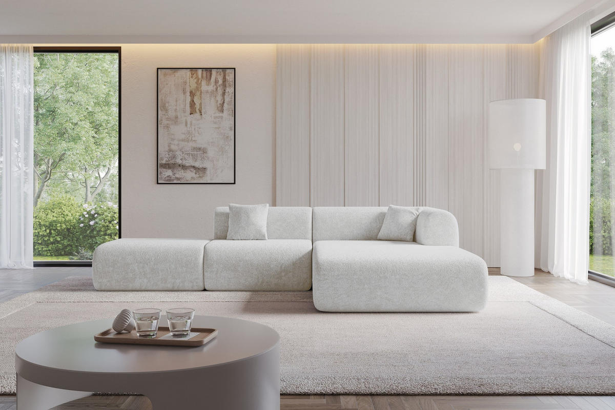 ECKSOFA Ottomane Rechts OVLY-L 289x176x71 Grau Chenille - Titanfarben/Schwarz, Holzwerkstoff/Kunststoff (289/176cm) - ALTDECOR