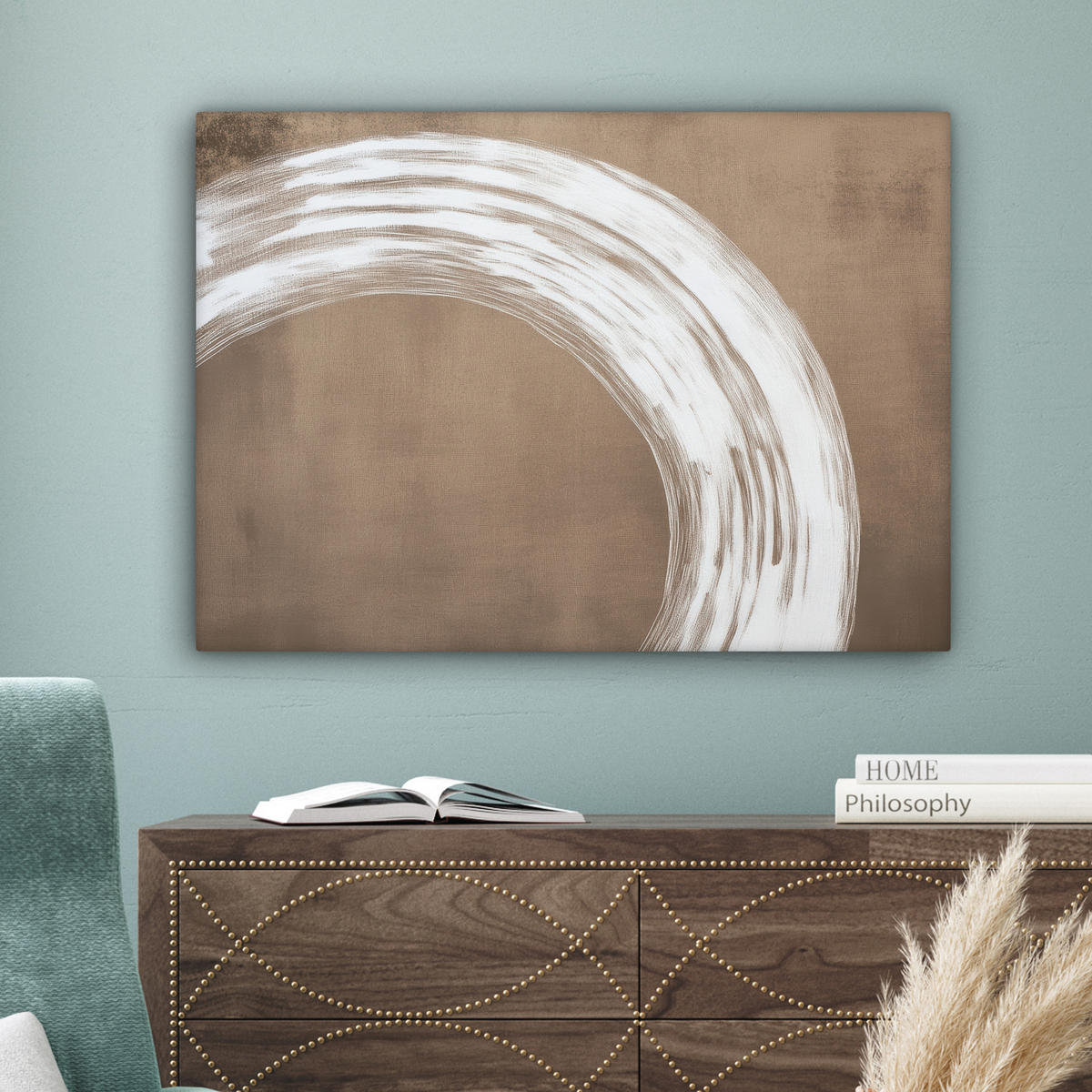 LEINWANDBILD Farbe - Braun - Japandi Wandbilder 80x60 cm - Kupferfarben, Textil (80/60cm) - MuchoWow