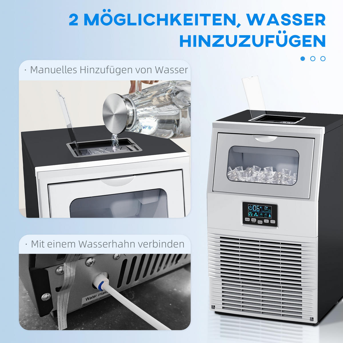 EISWÜRFELMASCHINE aus Stahl ABS Silber Schwarz - Multicolor, Metall (33.9/60.2/34.5cm) - HOMCOM