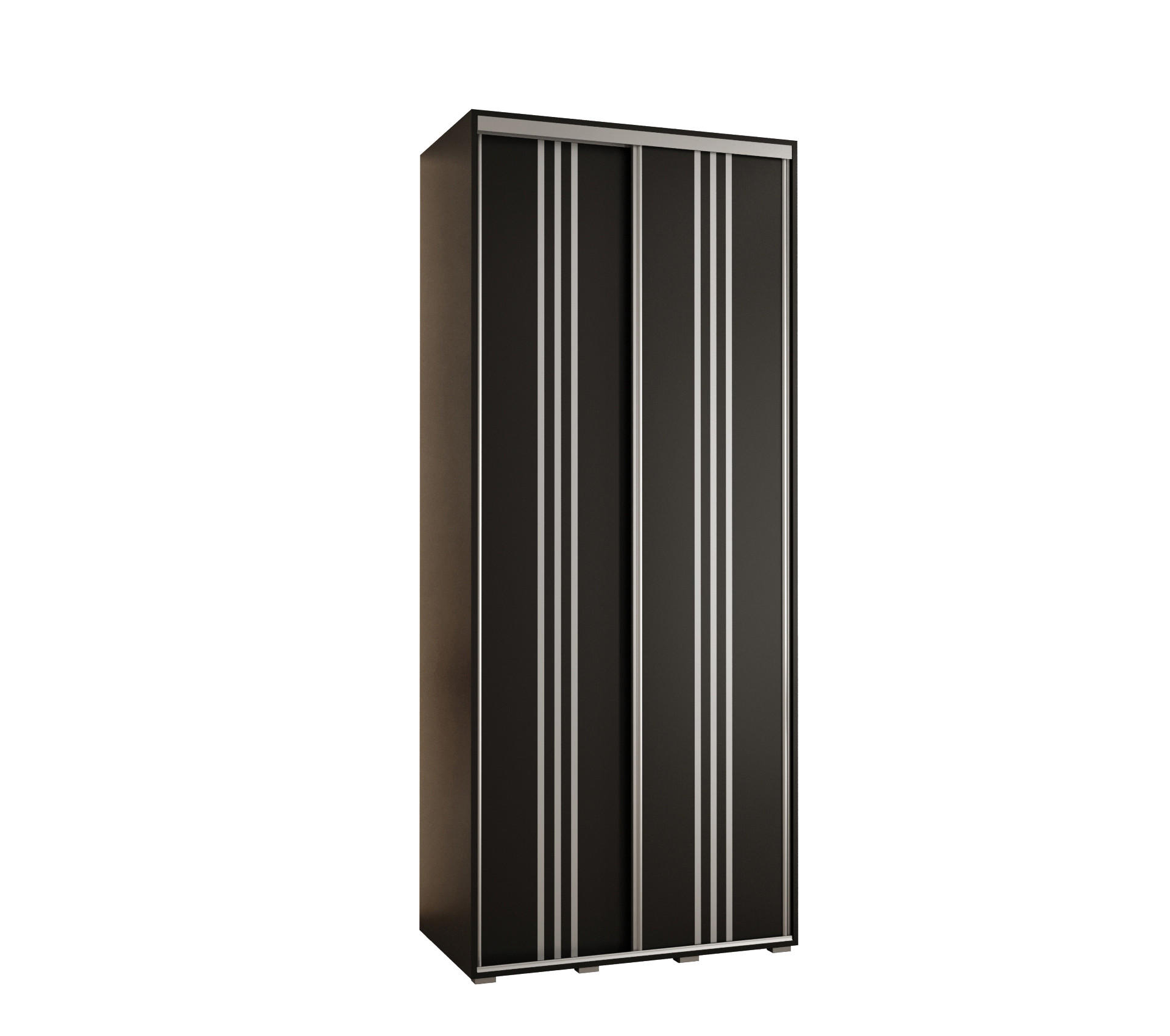 Abiks Möbel Schwebetürenschrank Schwarz, Schwarz, Silber 120x235x45 cm