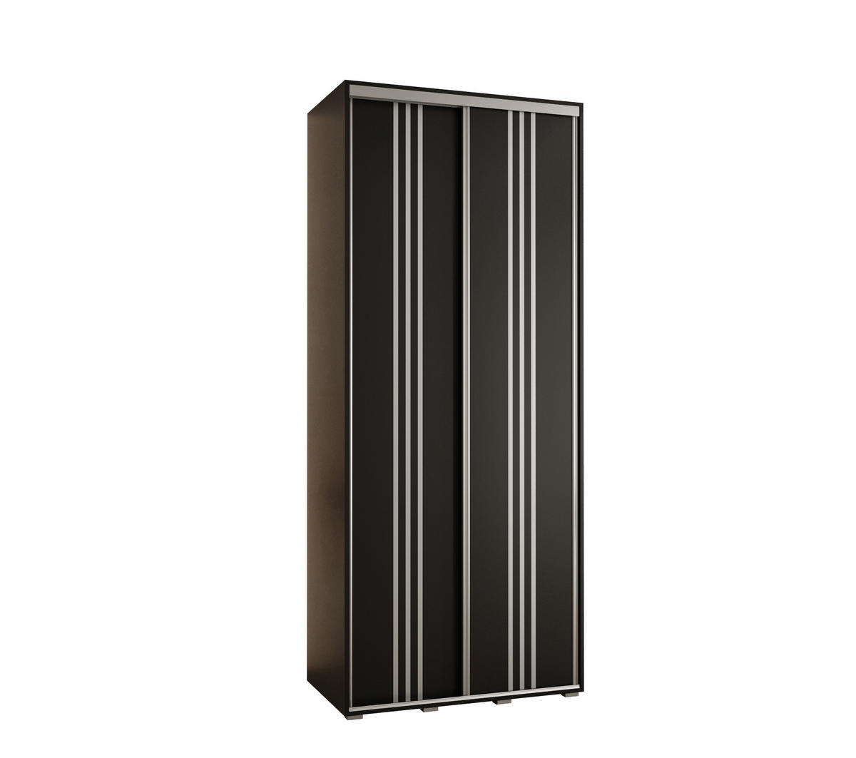 SCHWEBETÜRENSCHRANK 235,2/110/60 2-türig - Silberfarben/Schwarz, Holz/Metall (110/235/60cm) - Abiks Möbel