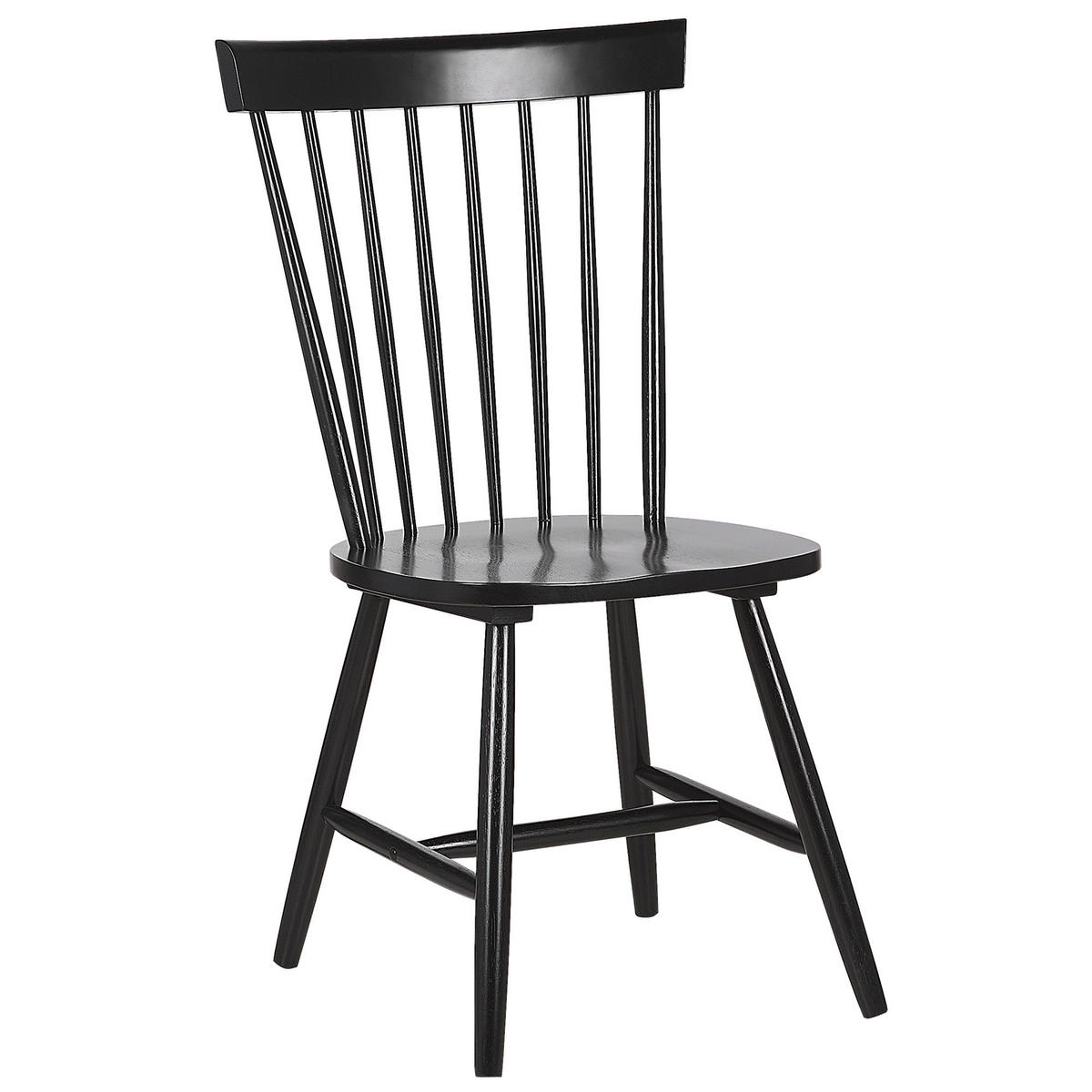 ESSZIMMERSTUHL 2er-Set Gummibaumholz Schwarz Burges - Schwarz, Holz (51/92/43cm) - Beliani