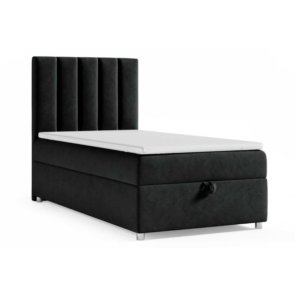 BOXBETT mit Bettkasten Trinity K10-SINGLE Bonellfederkern inkl. Topper - Schwarz, Holz/Holzwerkstoff (100/200cm) - Best For Home