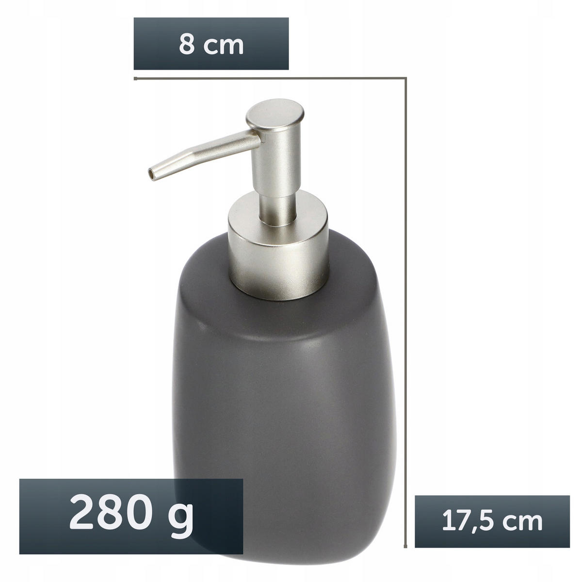 FLÜSSIGSEIFENSPENDER 400 ml 2 Stk. - Grau, Keramik (8/18cm) - KADAX