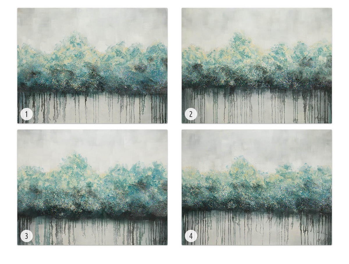 OLEJOMAĽBA 100/75 cm, Príroda a krajina - sivá/tyrkysová, drevo/textil (100/75cm) - KUNSTLOFT