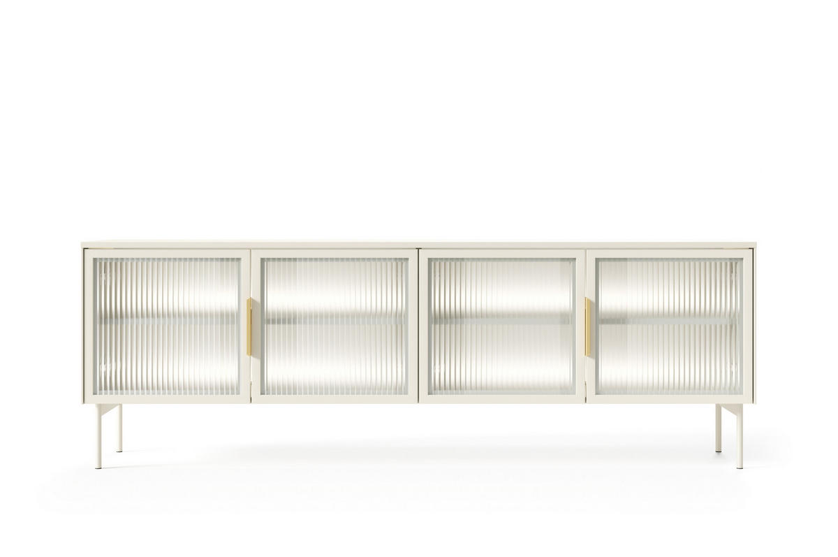 TV-SCHRANK, Kaschmir, 181,3 x 61,6 x 39,3 cm - Beige/Goldfarben, Holzwerkstoff/Metall (181.3/61.6/39.3cm) - 3XE LIVING
