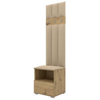 GEPOLSTERT Garderoben-Set Nela IV LUX (Farbe Eiche Artisan + Stoff Trinity 04) - Beige/Silberfarben, Holz/Holzwerkstoff (50/187/40cm) - Ravio